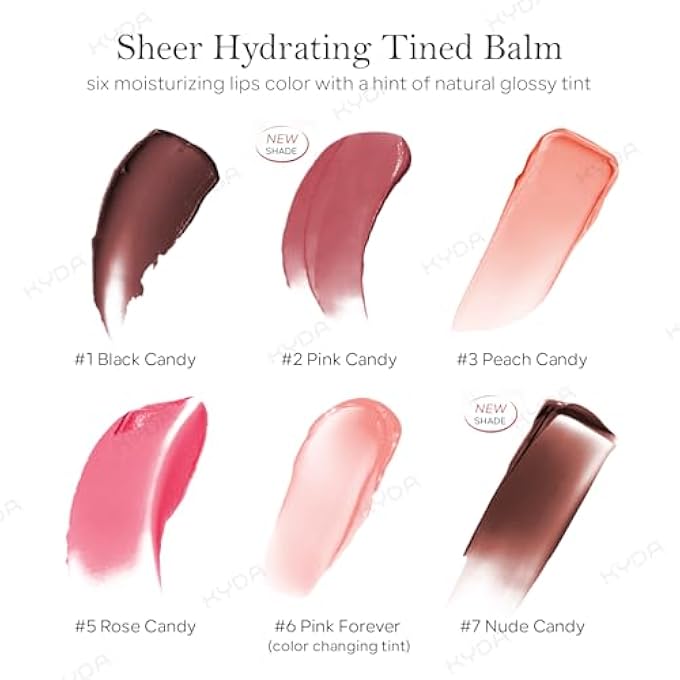 KYDA بلسم شفاه ملون أسود من قطعتين، بلسم شفاه مرطب مع تركيبة شفافة، لمسة لامعة طبيعية، بلسم شفاه مرطب للشفاه الجافة، حلوى سوداء - Image 4